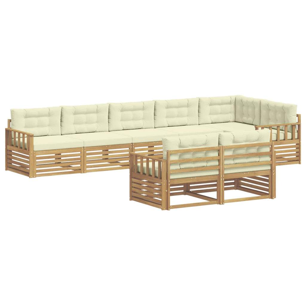 vidaXL Zestaw sof na zewnątrz 8 pcs Biały i kremowy Poliester