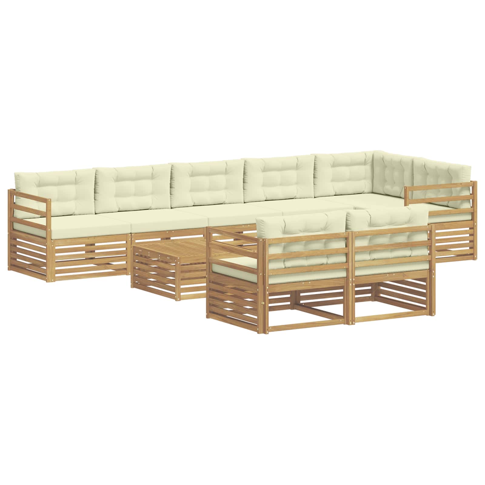 vidaXL Zestaw sof na zewnątrz z poduszką 9 pcs Biały i kremowy