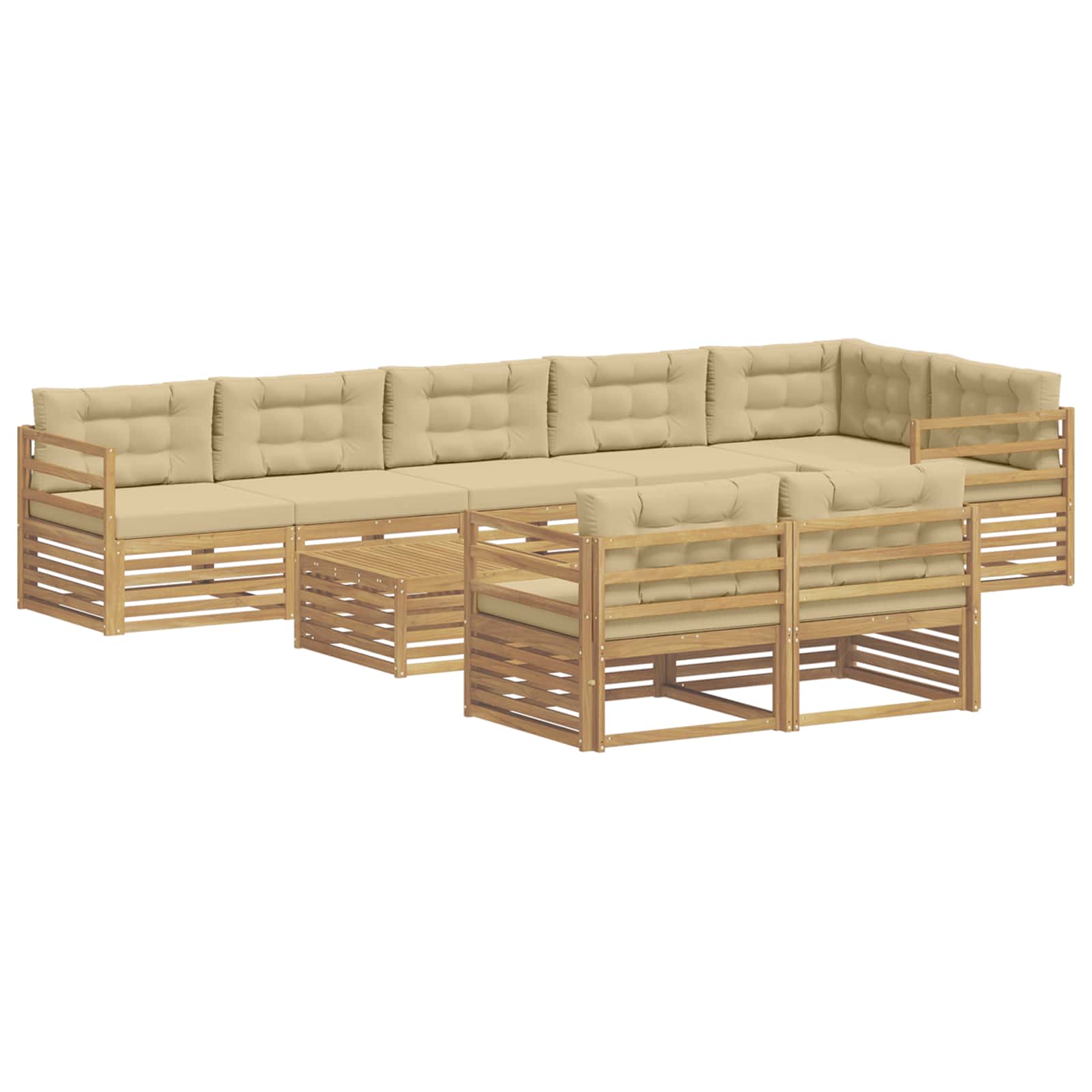 vidaXL Zestaw sof na zewnątrz z poduszką 9 pcs Biały i Beżowy