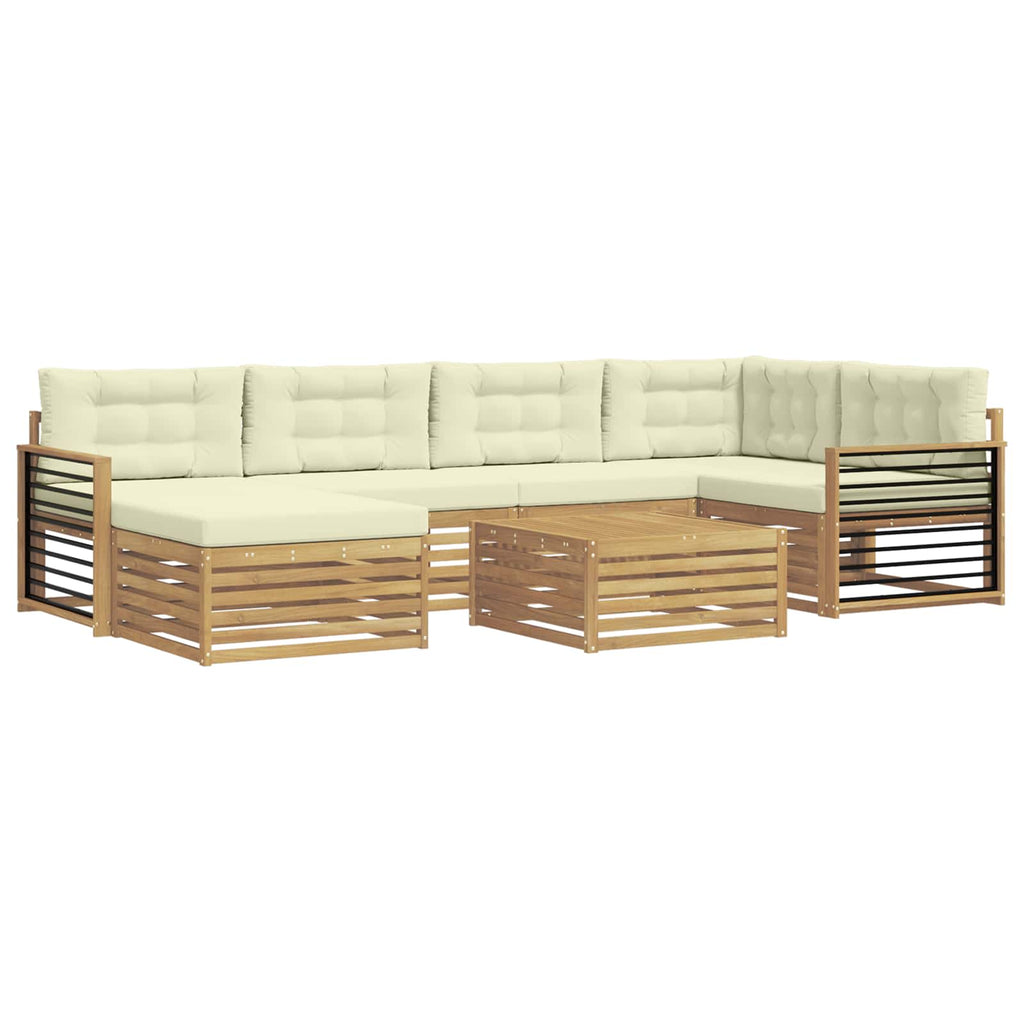 vidaXL Zestaw sof na zewnątrz z poduszką 7 pcs Biały i kremowy