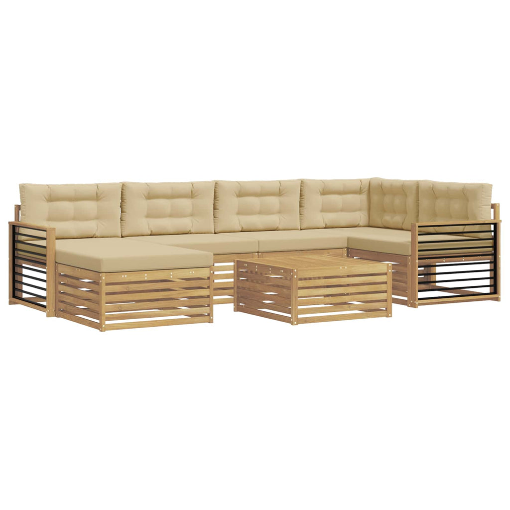 vidaXL Zestaw sof na zewnątrz z poduszką 7 pcs Biały i Beżowy