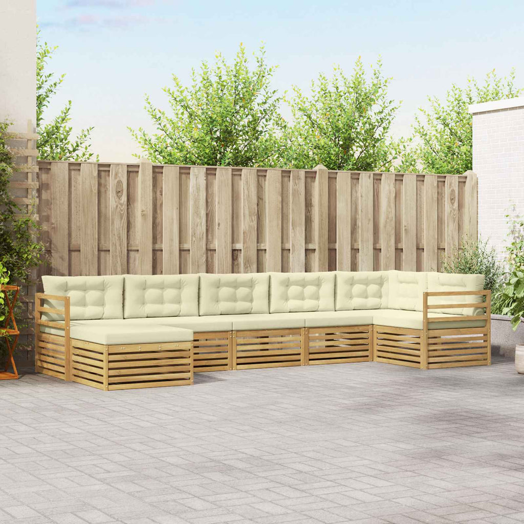 vidaXL Zestaw sof na zewnątrz z poduszką 7 pcs Biały i kremowy