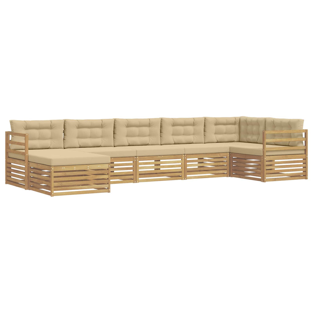 vidaXL Zestaw sof na zewnątrz z poduszką 7 pcs Biały i Beżowy