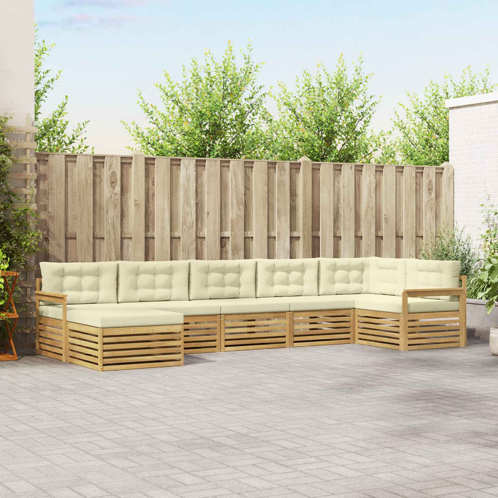 vidaXL Zestaw sof na zewnątrz z poduszką 7 pcs Biały i kremowy