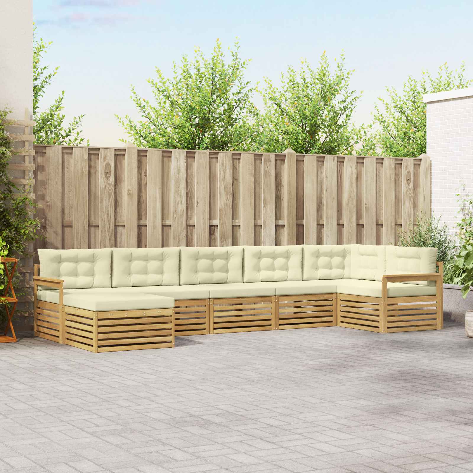 vidaXL Zestaw sof na zewnątrz z poduszką 7 pcs Biały i kremowy