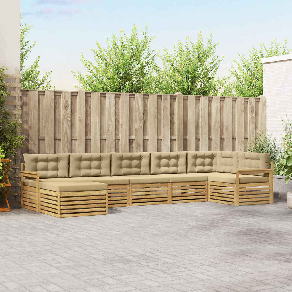 vidaXL Zestaw sof na zewnątrz z poduszką 7 pcs Biały i Beżowy