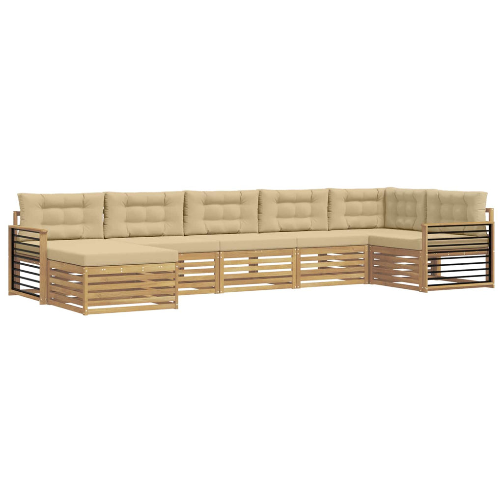 vidaXL Zestaw sof na zewnątrz z poduszką 7 pcs Biały i Beżowy