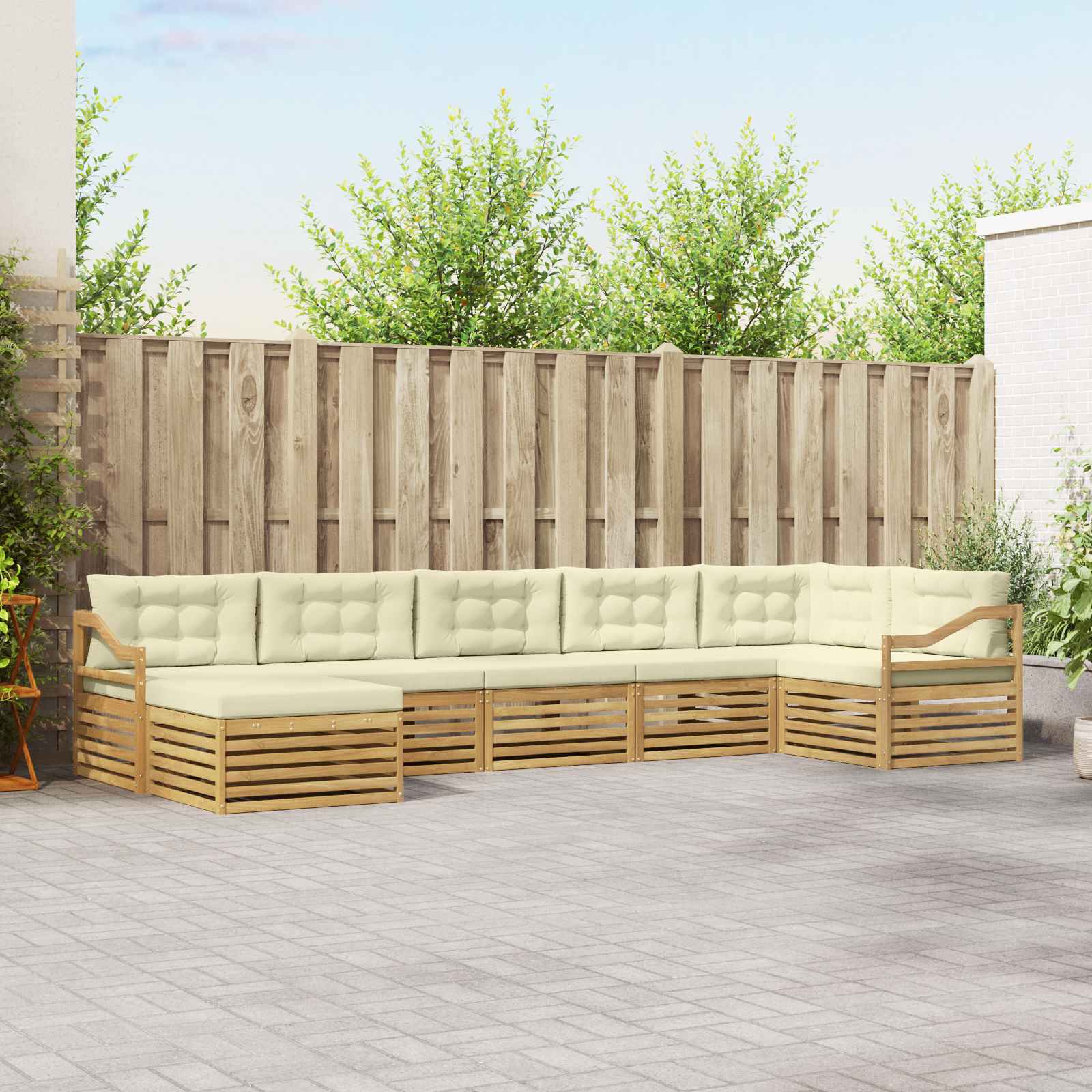 vidaXL Zestaw sof na zewnątrz z poduszką 7 pcs Biały i kremowy