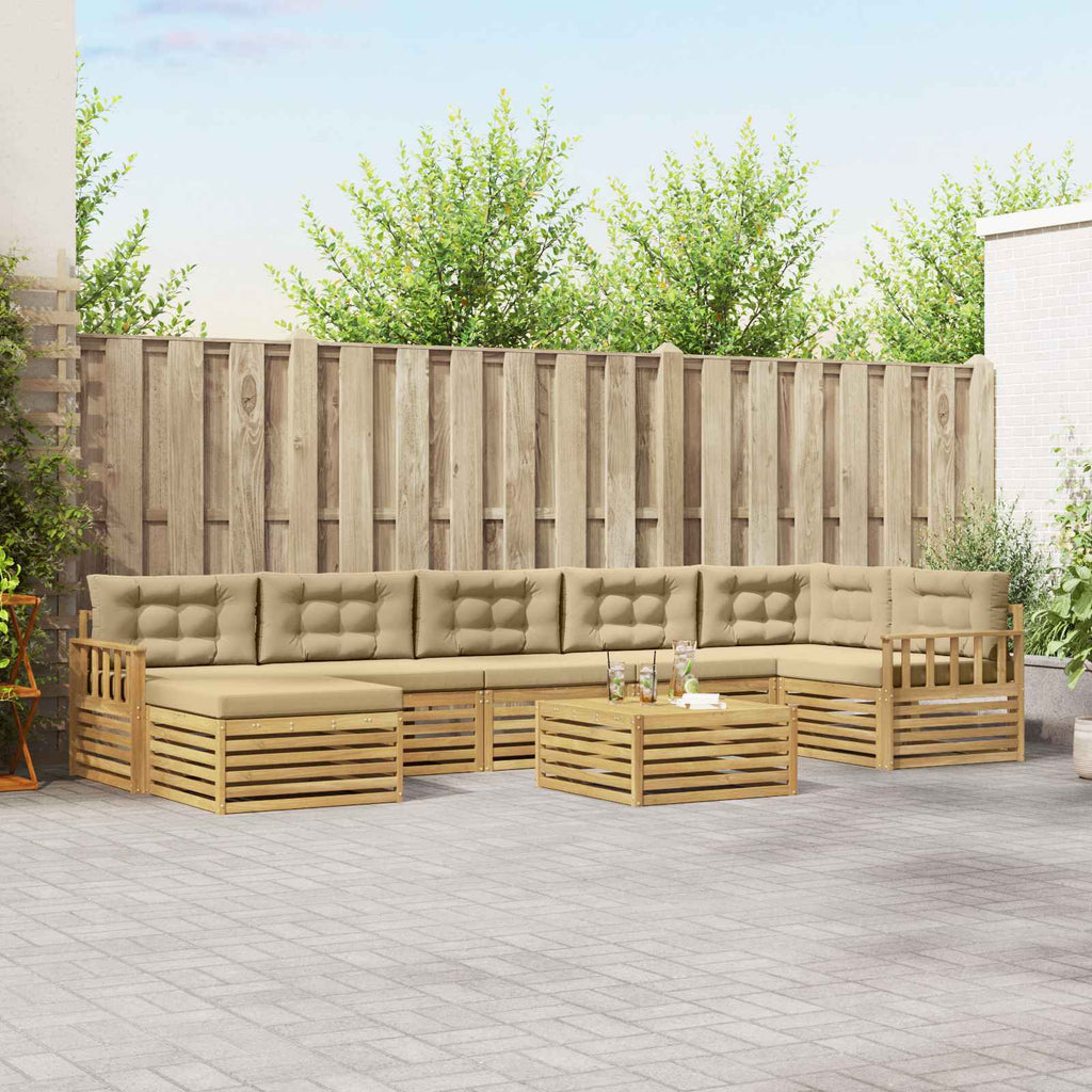 vidaXL Zestaw sof na zewnątrz z poduszką 8 pcs Biały i Beżowy