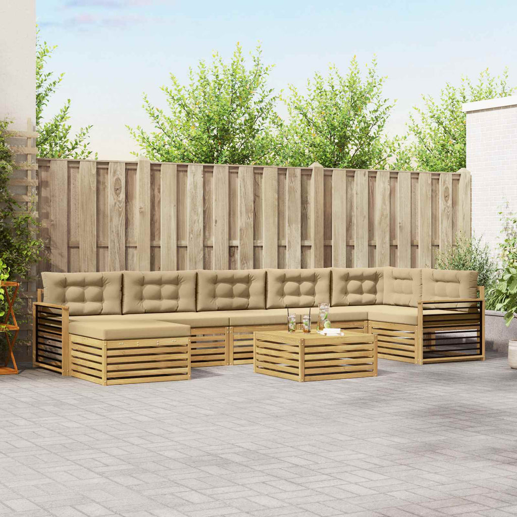 vidaXL Zestaw sof na zewnątrz z poduszką 8 pcs Biały i Beżowy