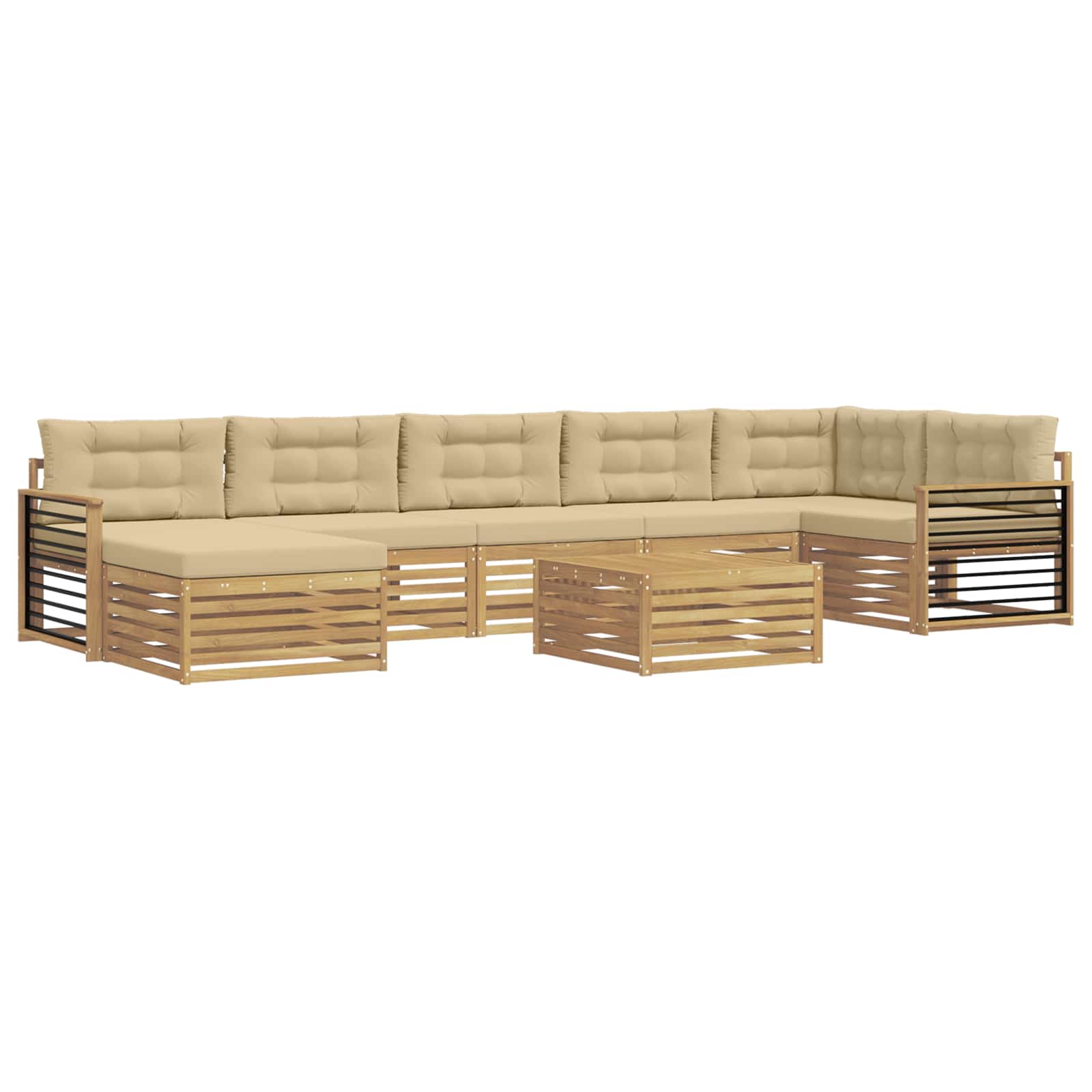 vidaXL Zestaw sof na zewnątrz z poduszką 8 pcs Biały i Beżowy