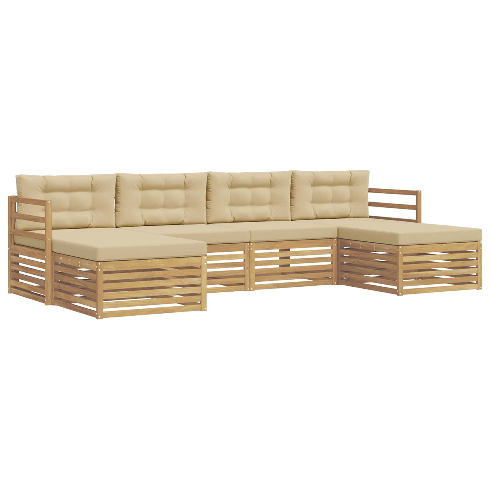 vidaXL Zestaw sof na zewnątrz 6 pcs Biały i Beżowy 325 x 162,5 x 73 cm