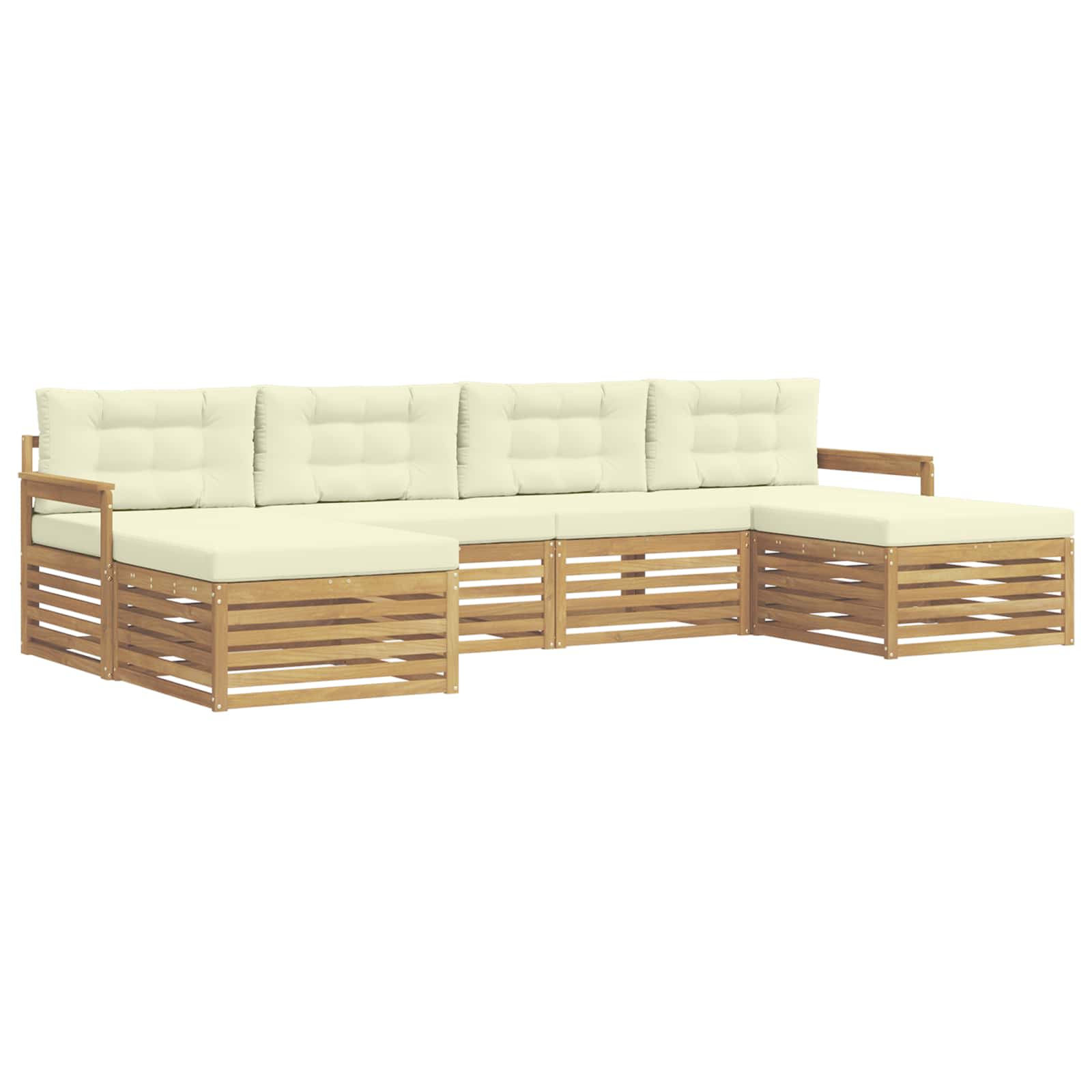 vidaXL Zestawy sof z poduszką 6 pcs Biały i kremowy Lite Drewno Akacji