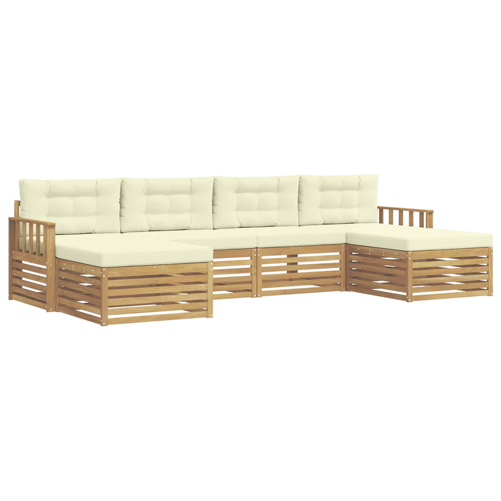 vidaXL Zestawy sof z poduszką 6 pcs Biały i kremowy Lite Drewno Akacji