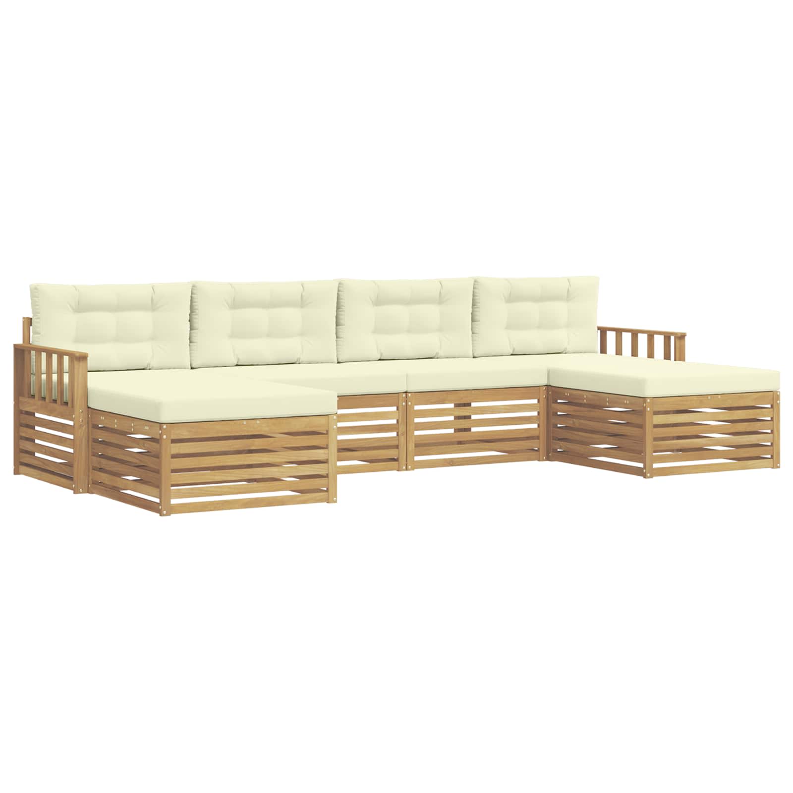vidaXL Zestawy sof z poduszką 6 pcs Biały i kremowy Lite Drewno Akacji