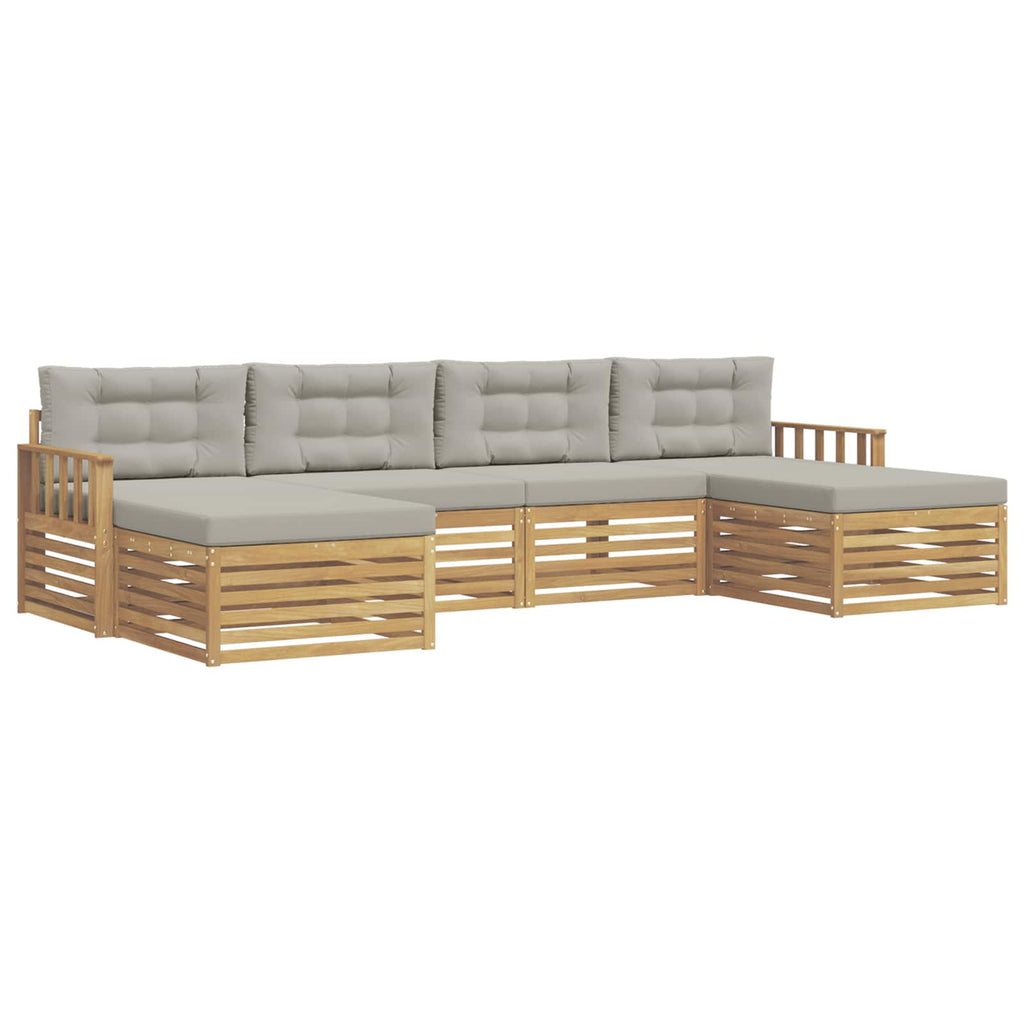 vidaXL Zestawy sof 6 pcs Biały i jasnoszary Lite Drewno Akacji