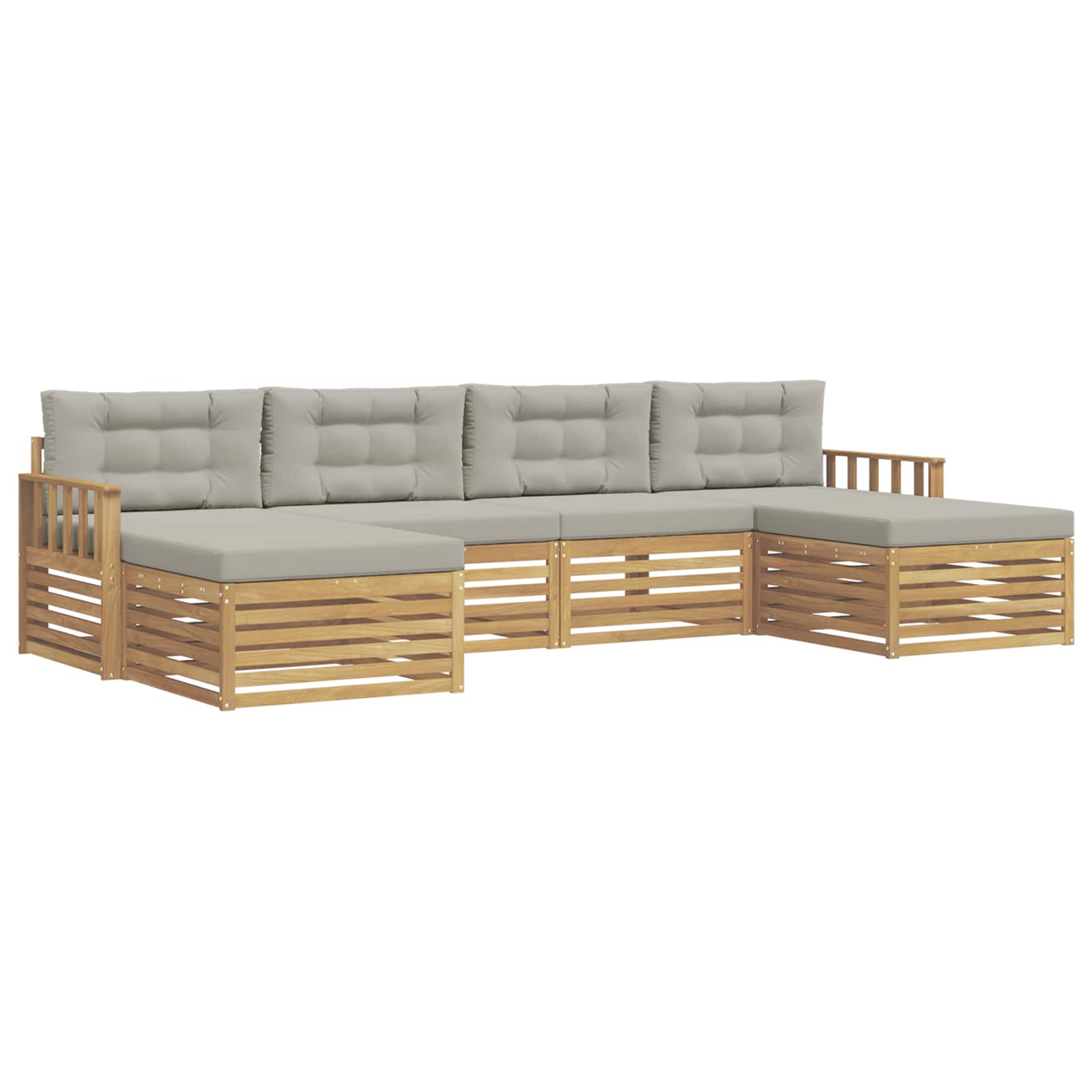 vidaXL Zestawy sof 6 pcs Biały i jasnoszary Lite Drewno Akacji