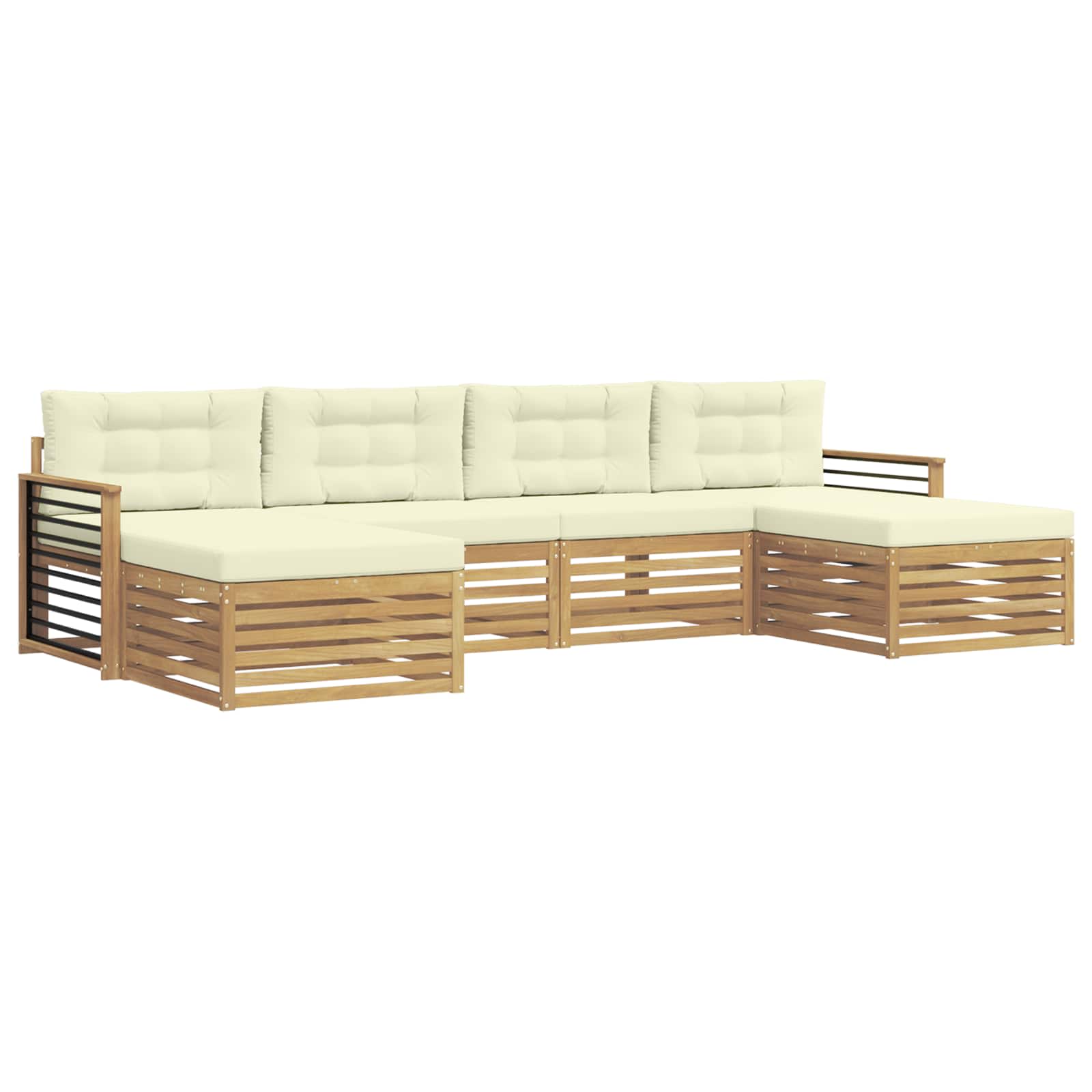 vidaXL Zestawy sof z poduszką 6 pcs Biały i kremowy Lite Drewno Akacji