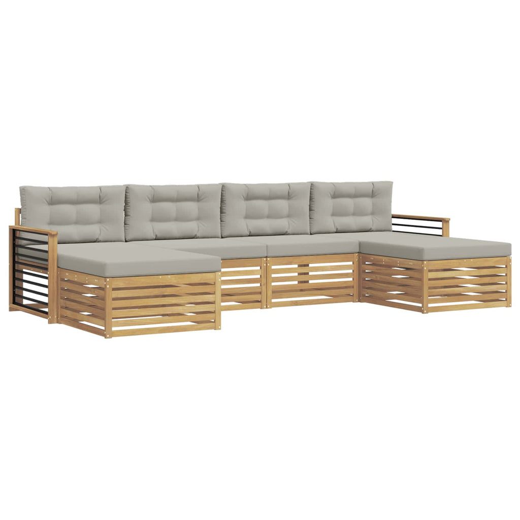 vidaXL Zestawy sof 6 pcs Biały i jasnoszary Lite Drewno Akacji