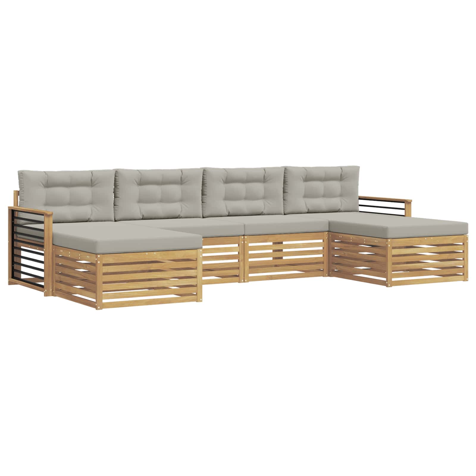 vidaXL Zestawy sof 6 pcs Biały i jasnoszary Lite Drewno Akacji