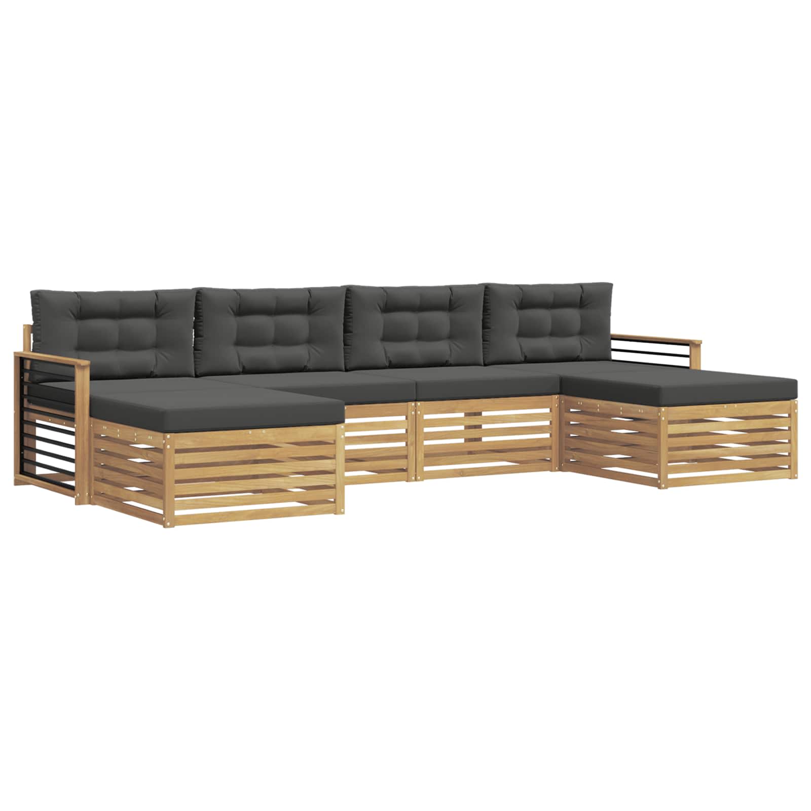 vidaXL Zestawy sof 6 pcs Biały i antracyt Lite Drewno Akacji