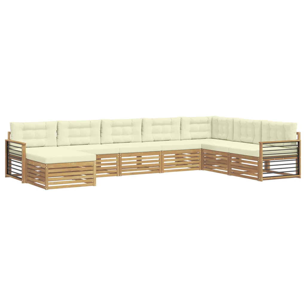 vidaXL Zestaw sof na zewnątrz z poduszką 8 pcs Biały i kremowy