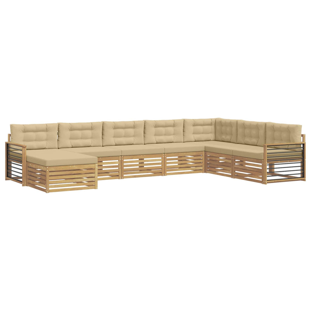 vidaXL Zestaw sof na zewnątrz z poduszką 8 pcs Biały i Beżowy