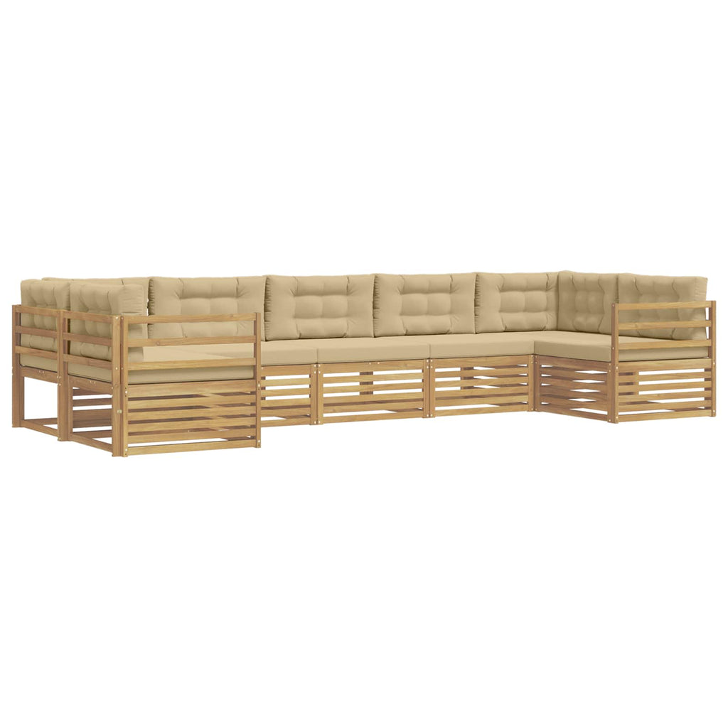 vidaXL Zestaw sof na zewnątrz 7 pcs Biały i Beżowy Poliester