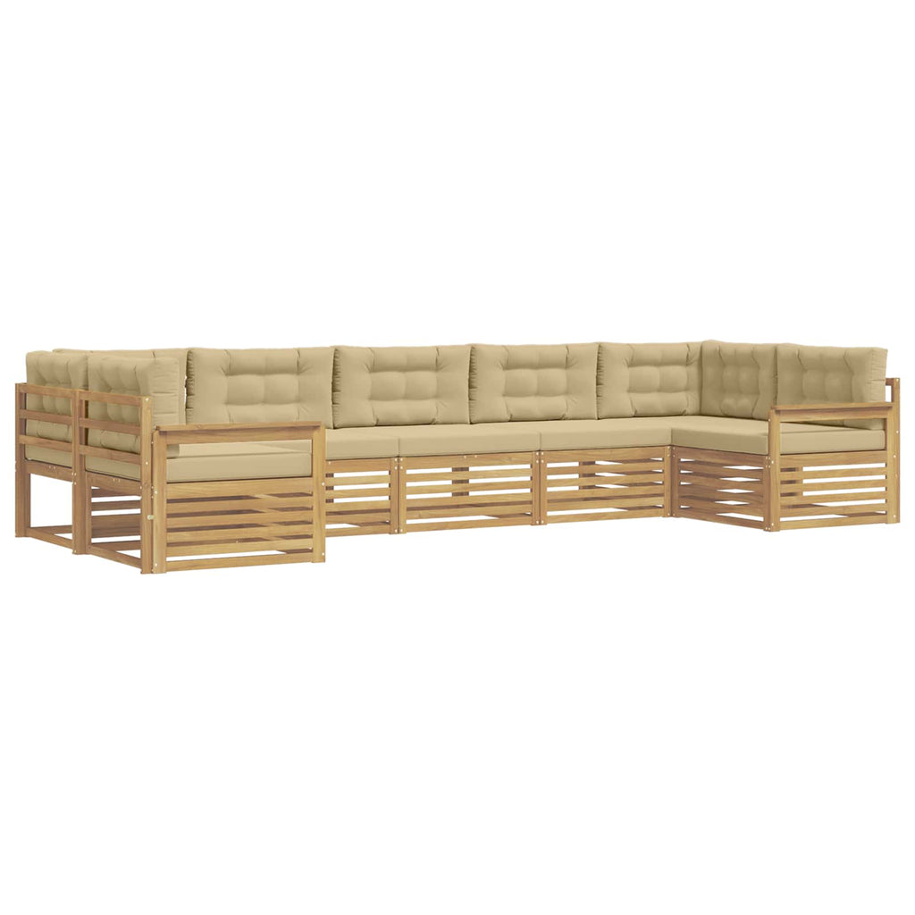 vidaXL Zestaw sof na zewnątrz z poduszką 7 pcs Biały i Beżowy