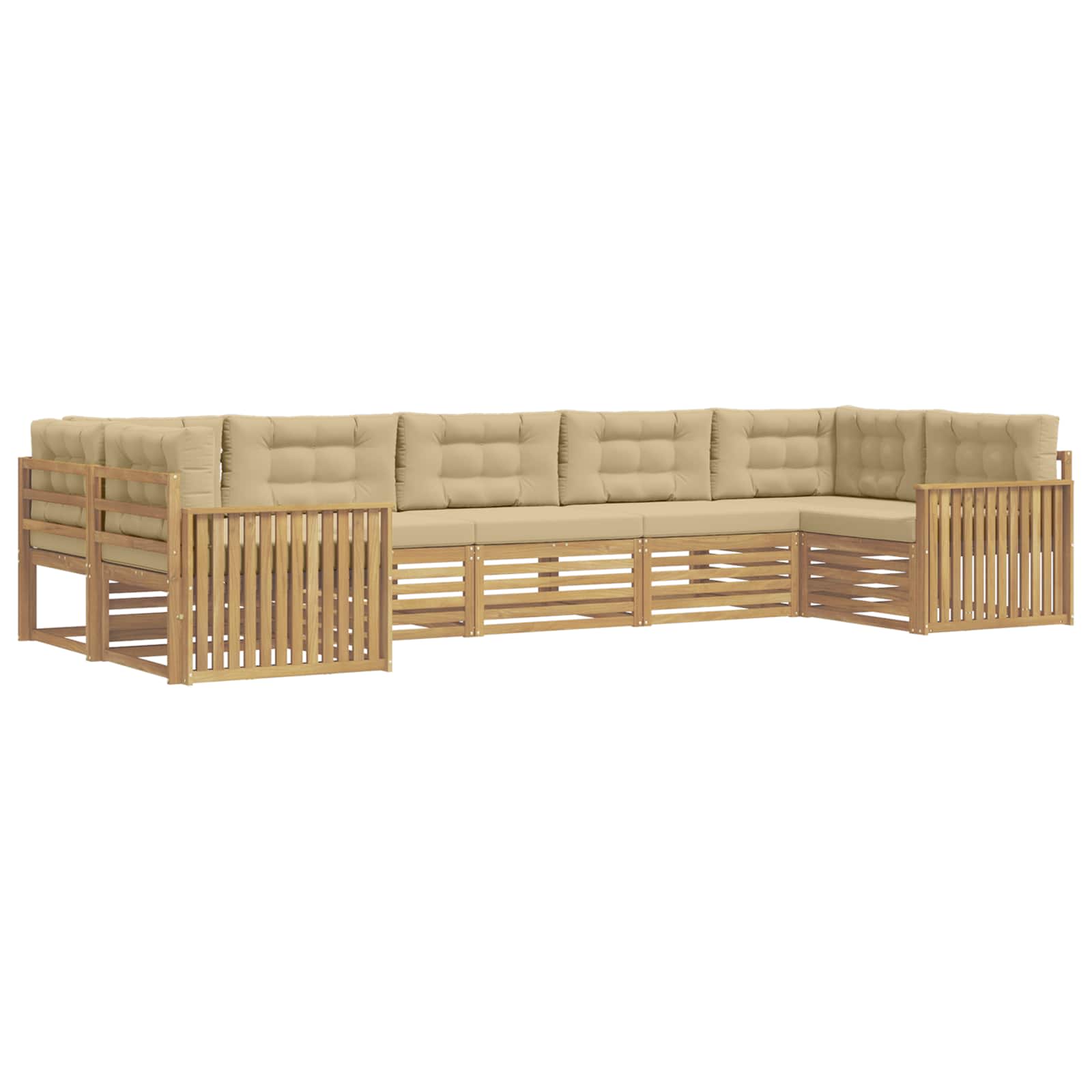 vidaXL Zestaw sof na zewnątrz 7 pcs Biały i Beżowy Lite Drewno Akacji