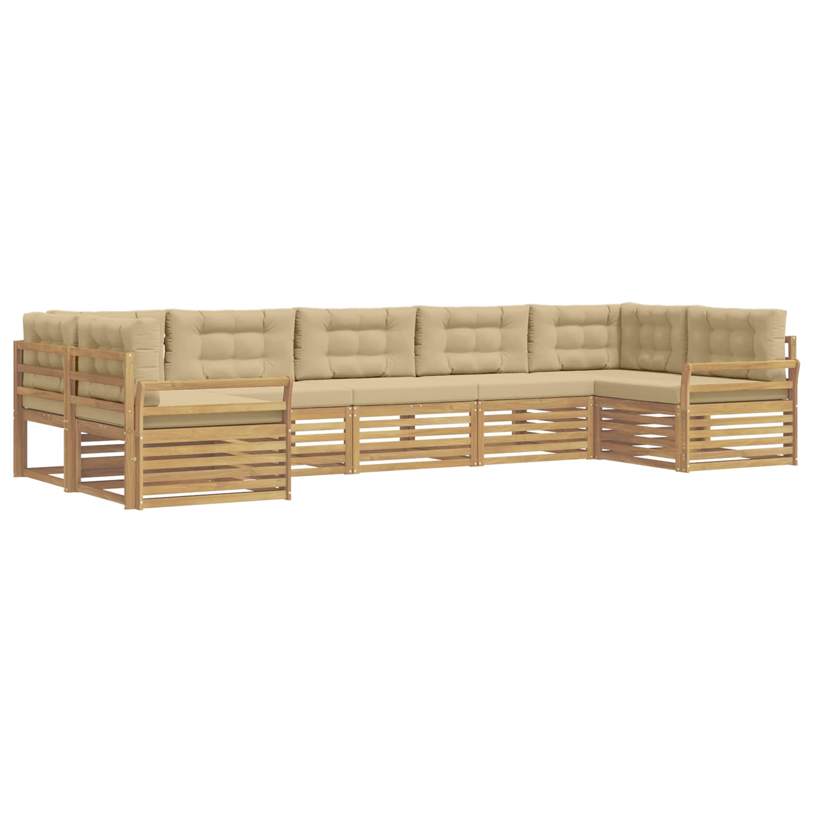 vidaXL Zestaw sof na zewnątrz 7 pcs Biały i Beżowy Lite Drewno Akacji