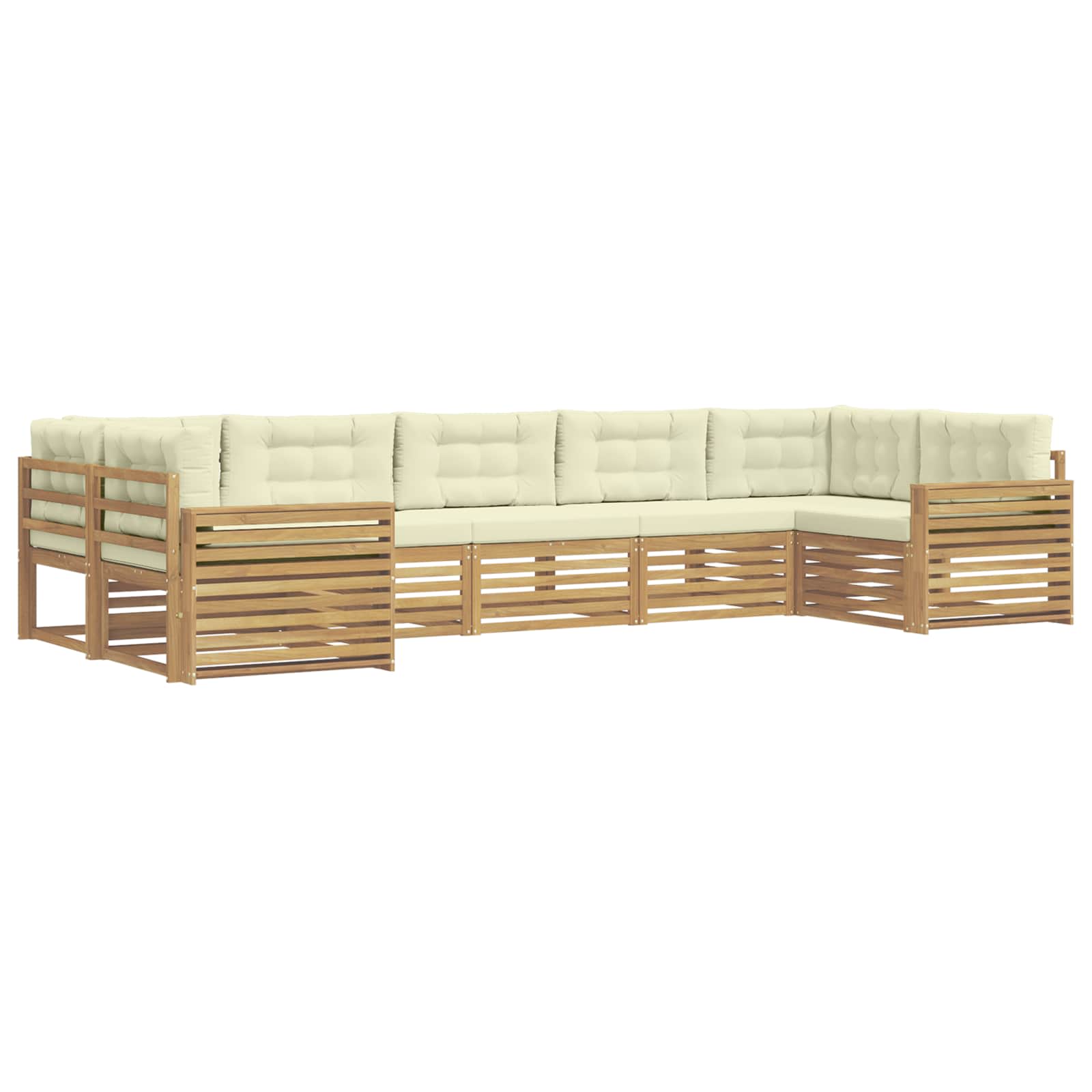 vidaXL Zestaw sof na zewnątrz 7 pcs Biały i kremowy Lite Drewno Akacji