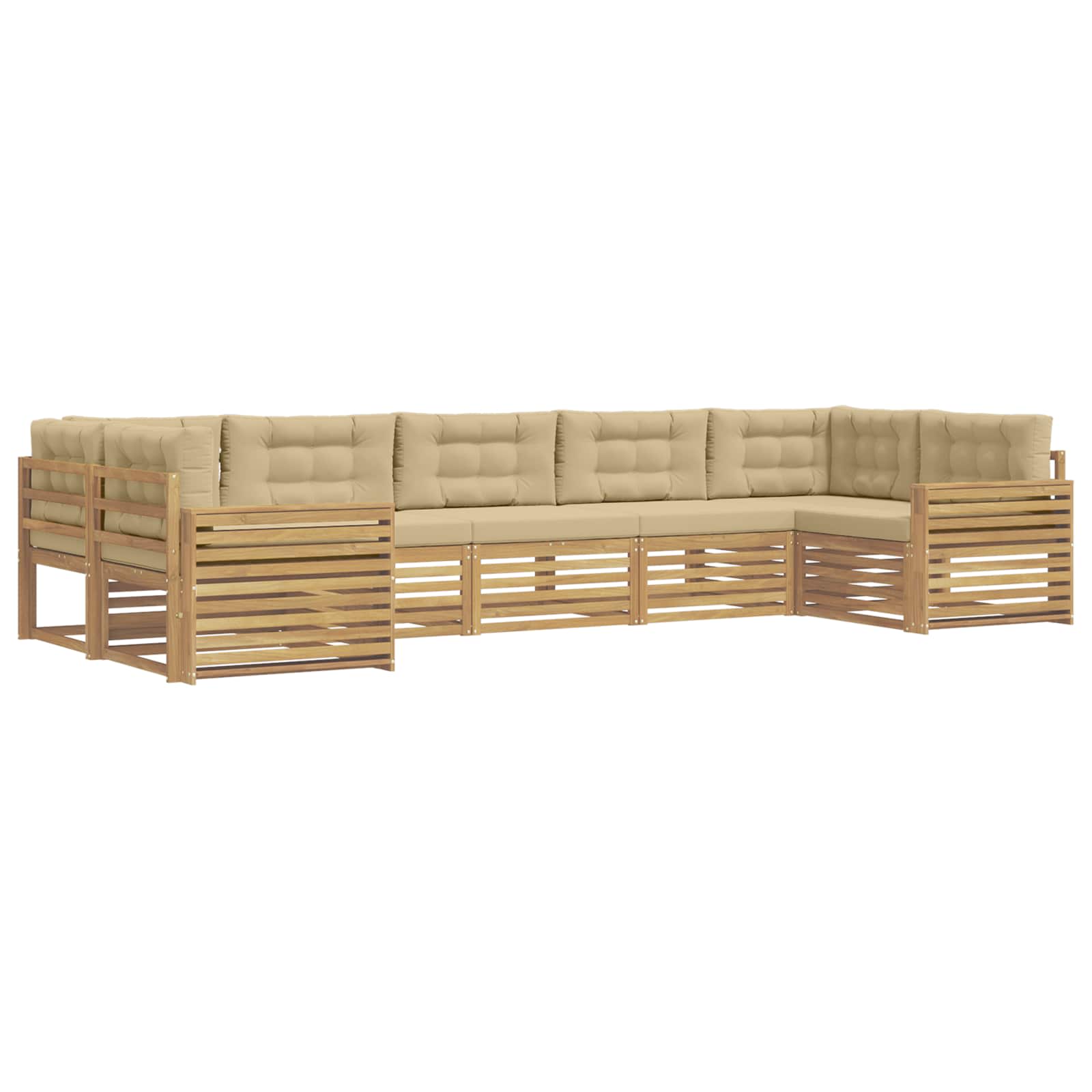 vidaXL Zestaw sof na zewnątrz 7 pcs Biały i Beżowy Lite Drewno Akacji