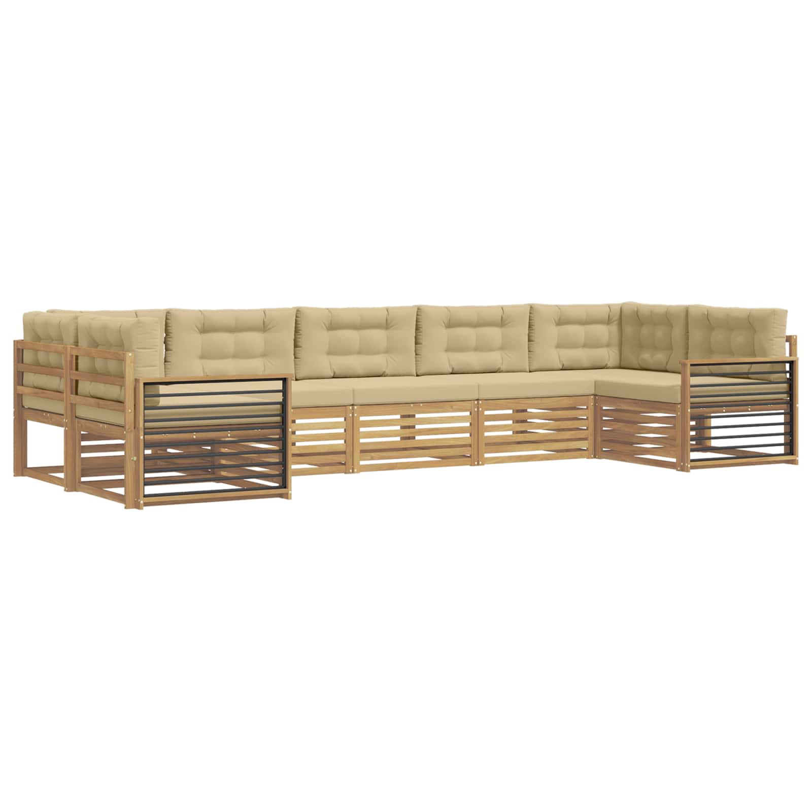 vidaXL Zestaw sof na zewnątrz z poduszką 7 pcs Biały i Beżowy