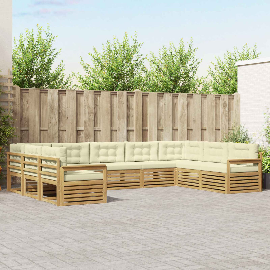 vidaXL Zestaw sof na zewnątrz 9 pcs Biały i kremowy Lite Drewno Akacji