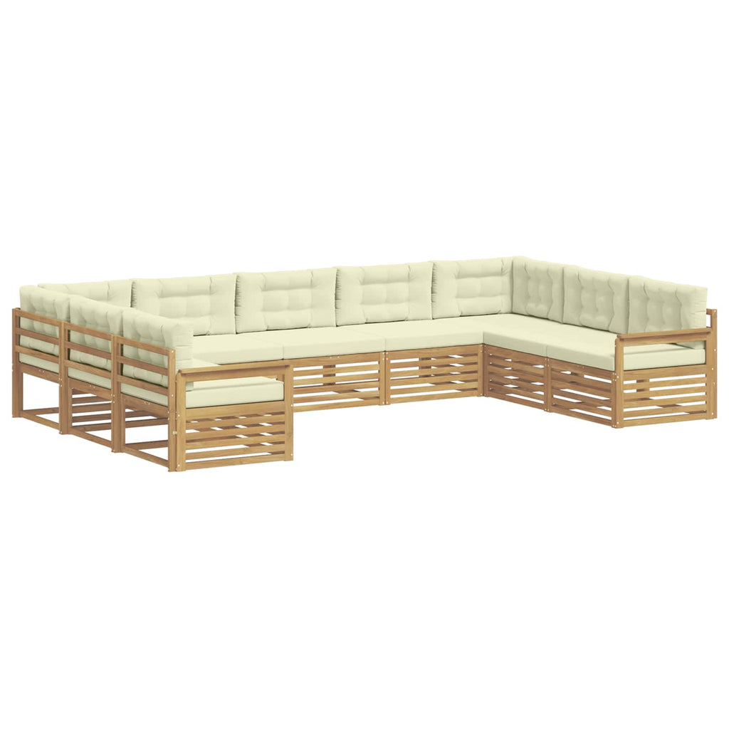 vidaXL Zestaw sof na zewnątrz 9 pcs Biały i kremowy Lite Drewno Akacji