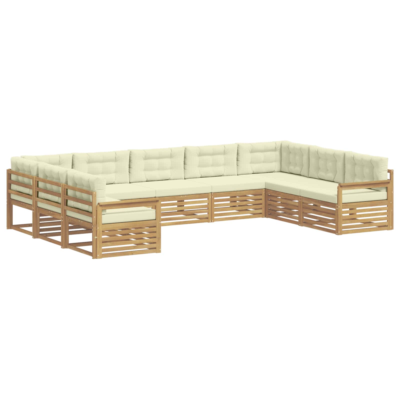 vidaXL Zestaw sof na zewnątrz 9 pcs Biały i kremowy Lite Drewno Akacji