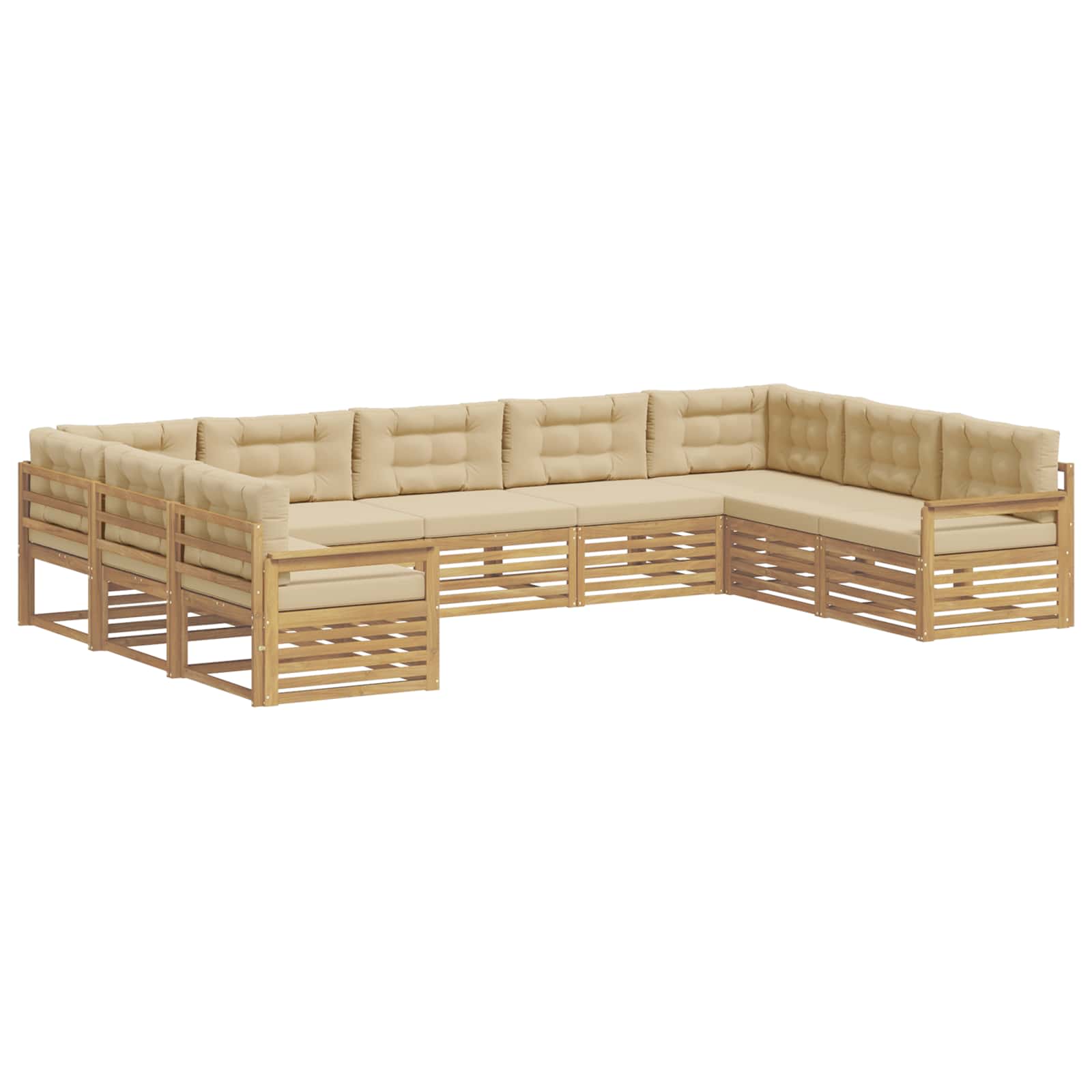 vidaXL Zestaw sof na zewnątrz 9 pcs Biały i Beżowy Lite Drewno Akacji