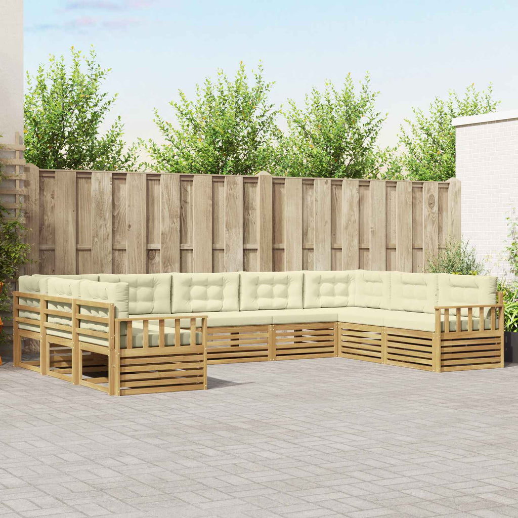 vidaXL Zestaw sof na zewnątrz 9 pcs Biały i kremowy Lite Drewno Akacji