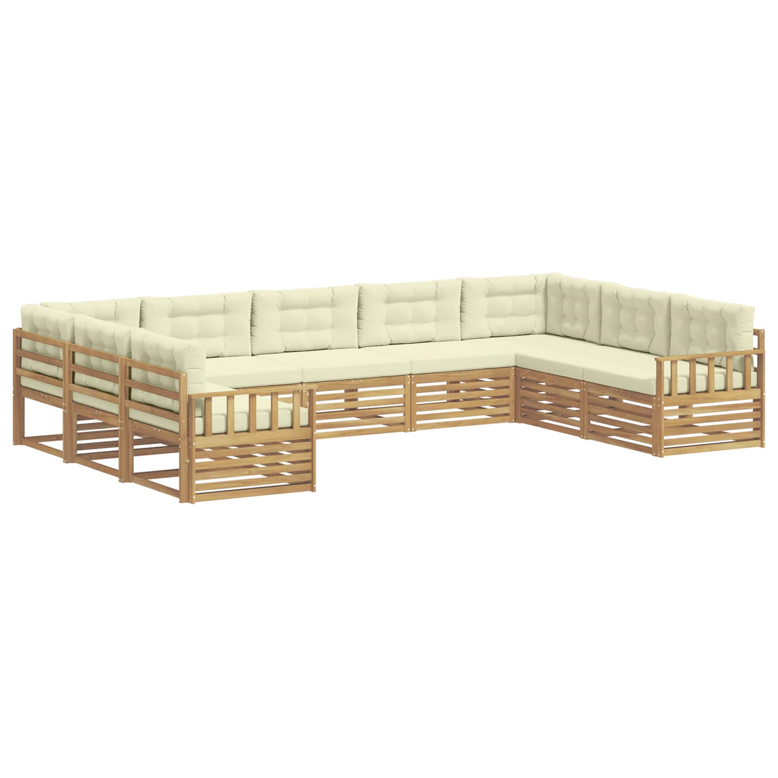 vidaXL Zestaw sof na zewnątrz 9 pcs Biały i kremowy Lite Drewno Akacji