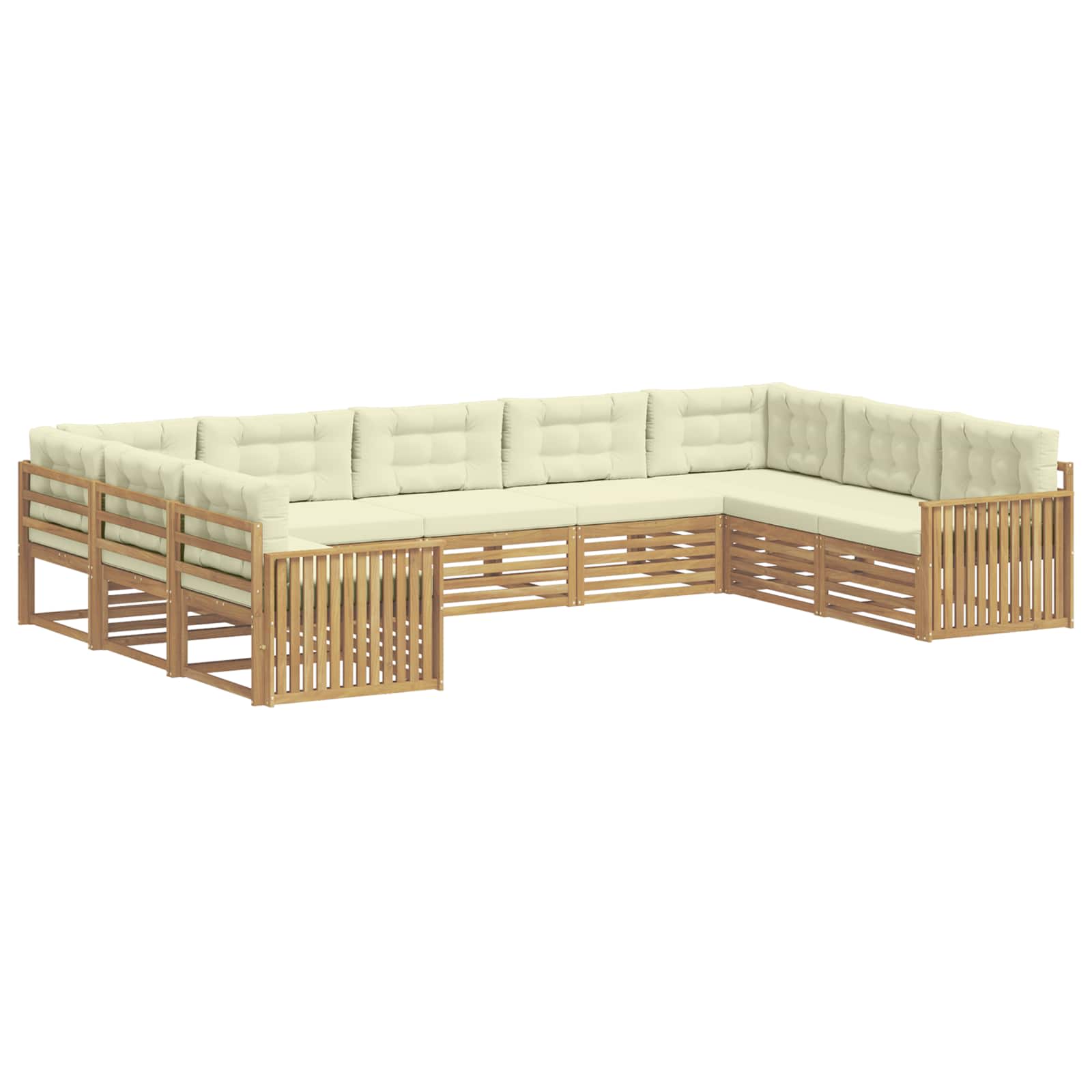 vidaXL Zestaw sof na zewnątrz 9 pcs Biały i kremowy Lite Drewno Akacji