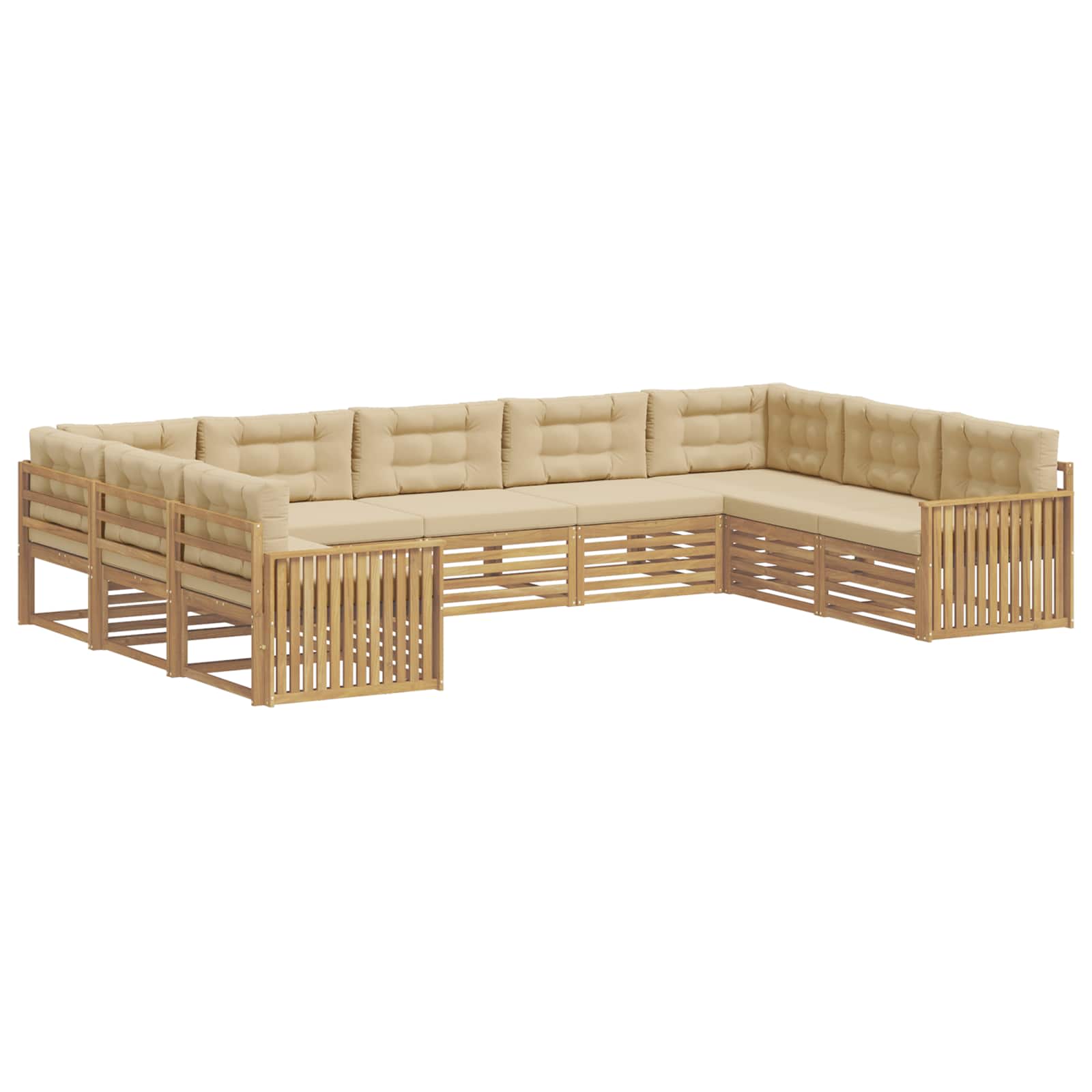 vidaXL Zestaw sof na zewnątrz 9 pcs Biały i Beżowy Lite Drewno Akacji