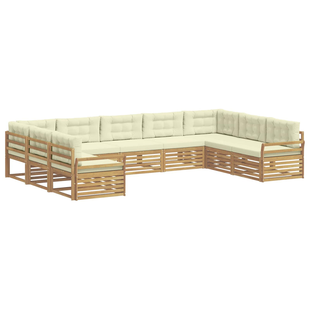 vidaXL Zestaw sof na zewnątrz 9 pcs Biały i kremowy Lite Drewno Akacji