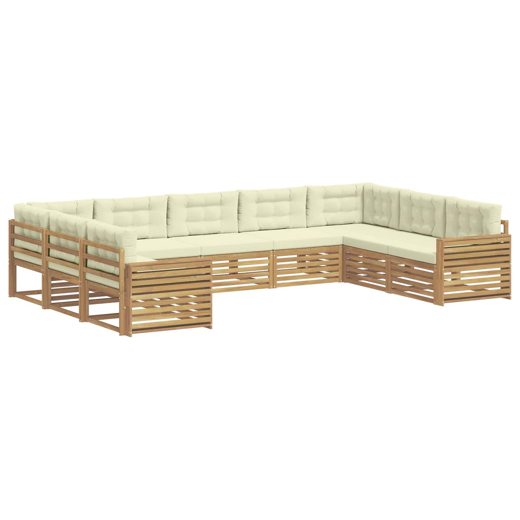 vidaXL Zestaw sof na zewnątrz 9 pcs Biały i kremowy Lite Drewno Akacji