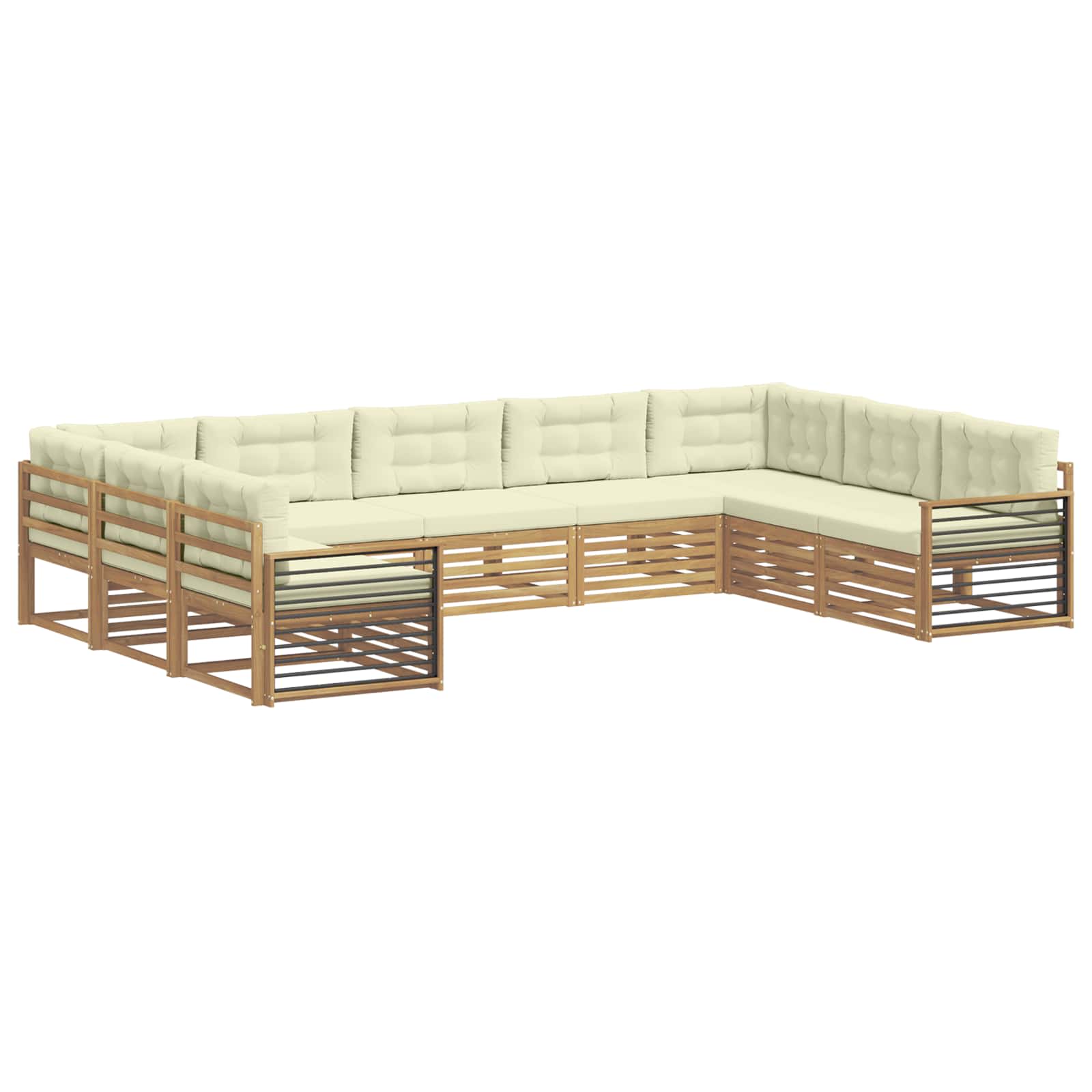 vidaXL Zestaw sof na zewnątrz 9 pcs Biały i kremowy Lite Drewno Akacji