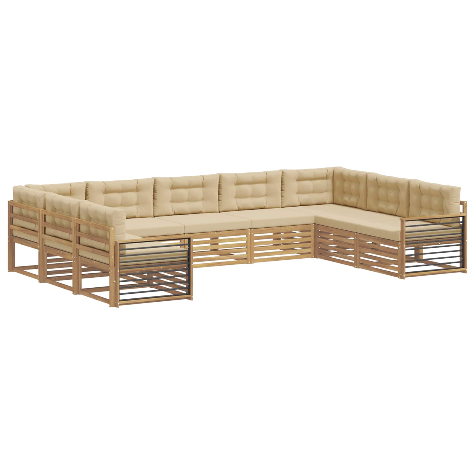 vidaXL Zestaw sof na zewnątrz 9 pcs Biały i Beżowy Lite Drewno Akacji