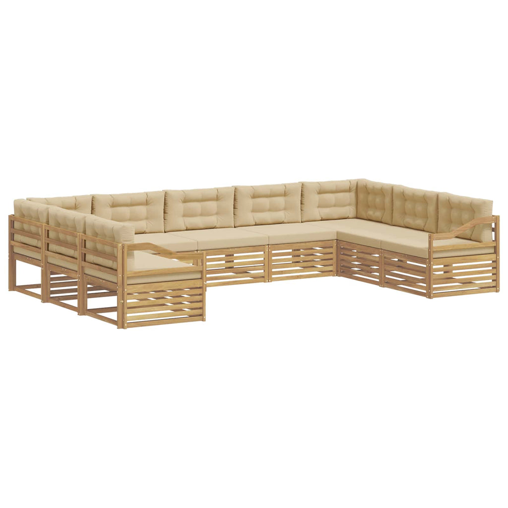 vidaXL Zestaw sof na zewnątrz 9 pcs Biały i Beżowy 404 x 245,5 x 73 cm
