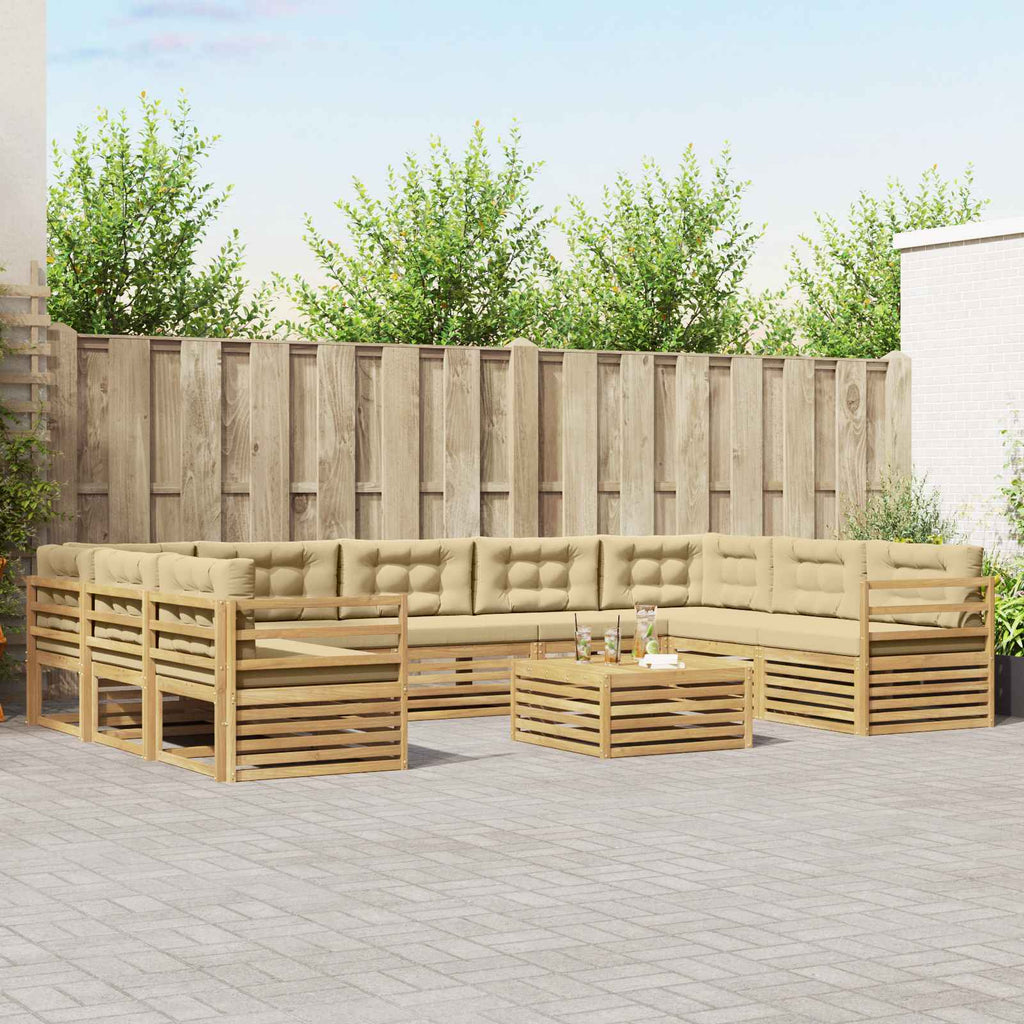 vidaXL Zestaw sof na zewnątrz 10 pcs Biały i Beżowy Poliester
