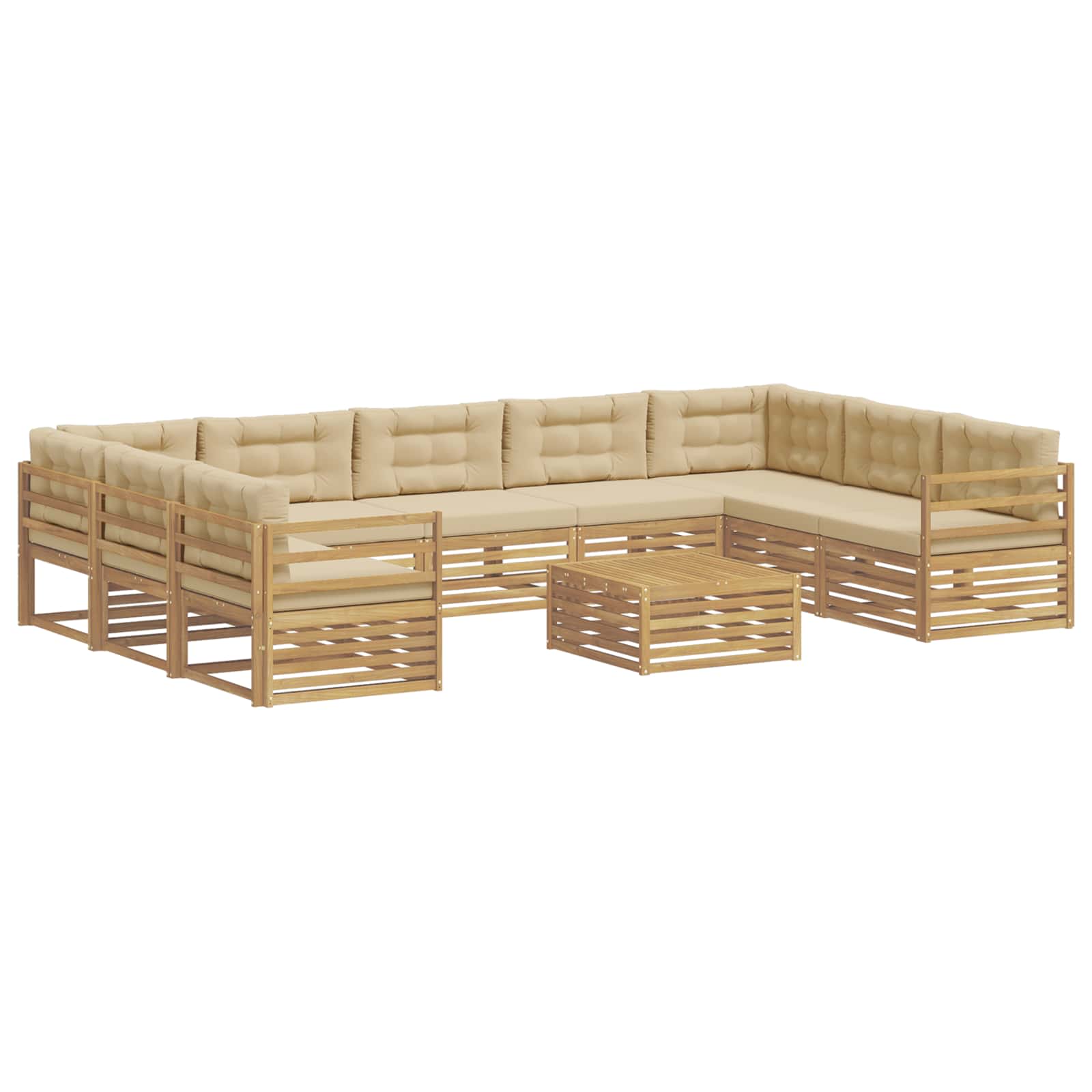 vidaXL Zestaw sof na zewnątrz 10 pcs Biały i Beżowy Poliester