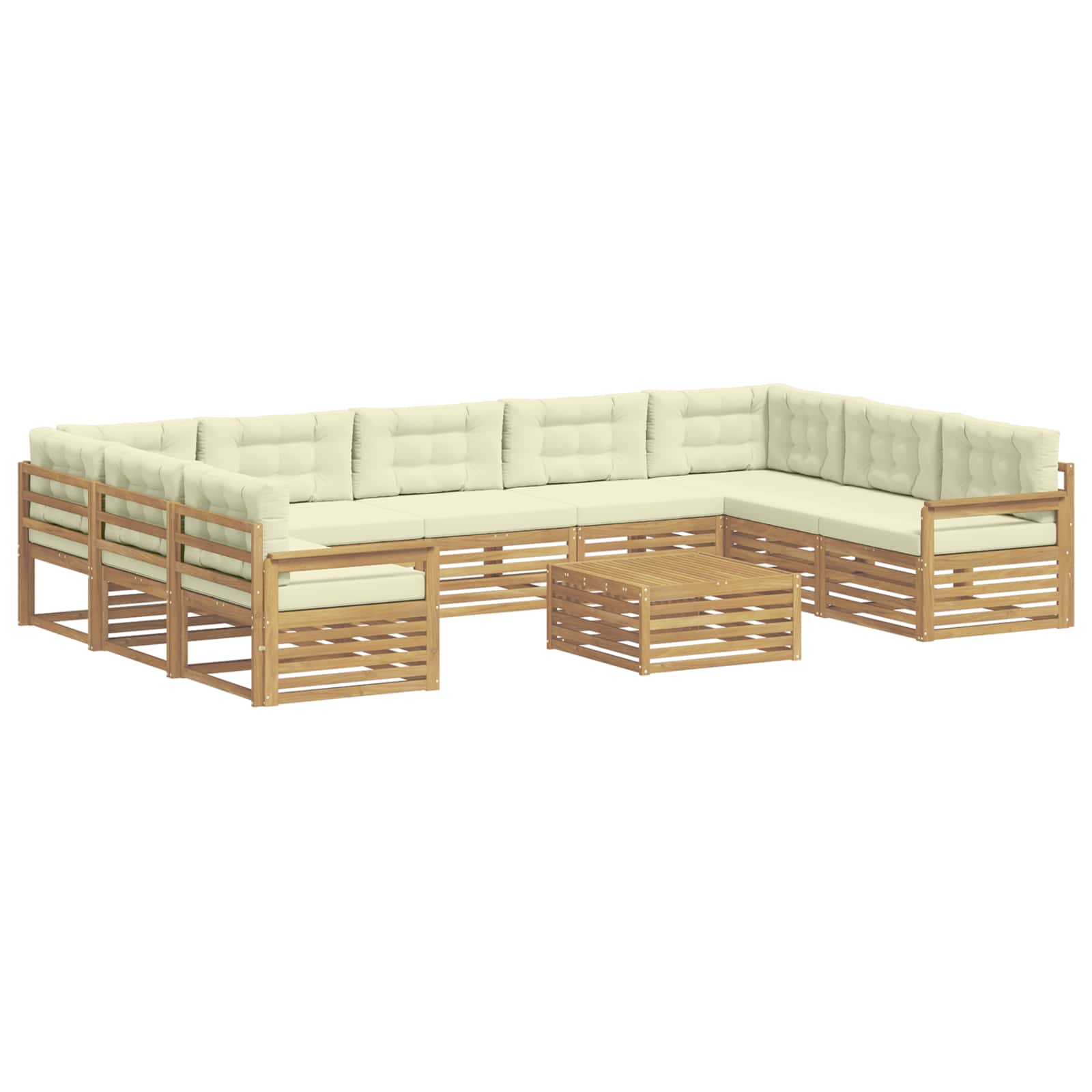 vidaXL Zestaw sof na zewnątrz z poduszką 10 pcs Biały i kremowy